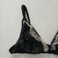 Black Y2K Swim Resort Beach Vacation Ruffle Grunge Polka Dot Bikini Top Medium