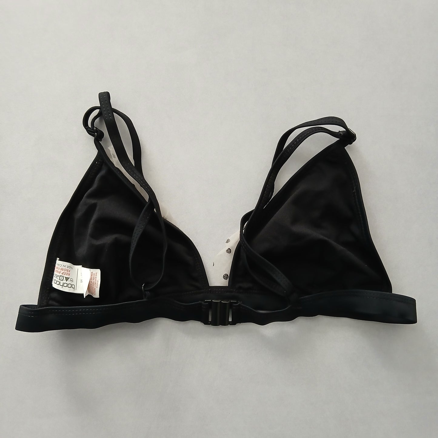 Black Y2K Swim Resort Beach Vacation Ruffle Grunge Polka Dot Bikini Top Medium