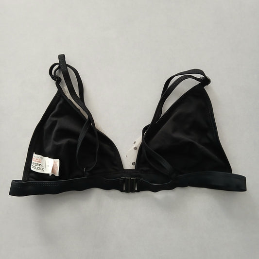 Black Y2K Swim Resort Beach Vacation Ruffle Grunge Polka Dot Bikini Top Medium