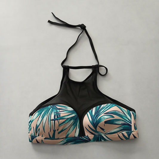Tropical Black Y2K Swim Resort Beach PINK Victoria's Secret Bikini Top Large