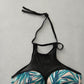Tropical Black Y2K Swim Resort Beach PINK Victoria's Secret Bikini Top Large