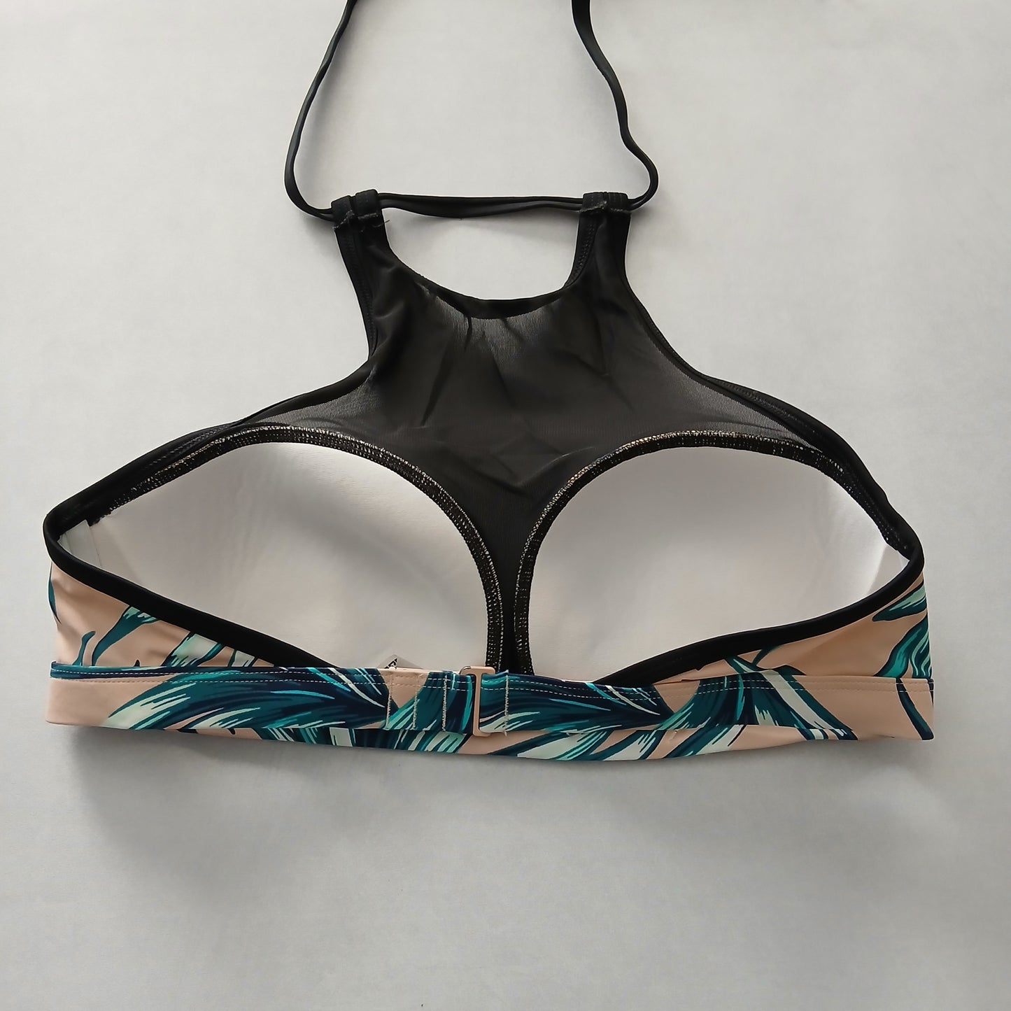 Tropical Black Y2K Swim Resort Beach PINK Victoria's Secret Bikini Top Large