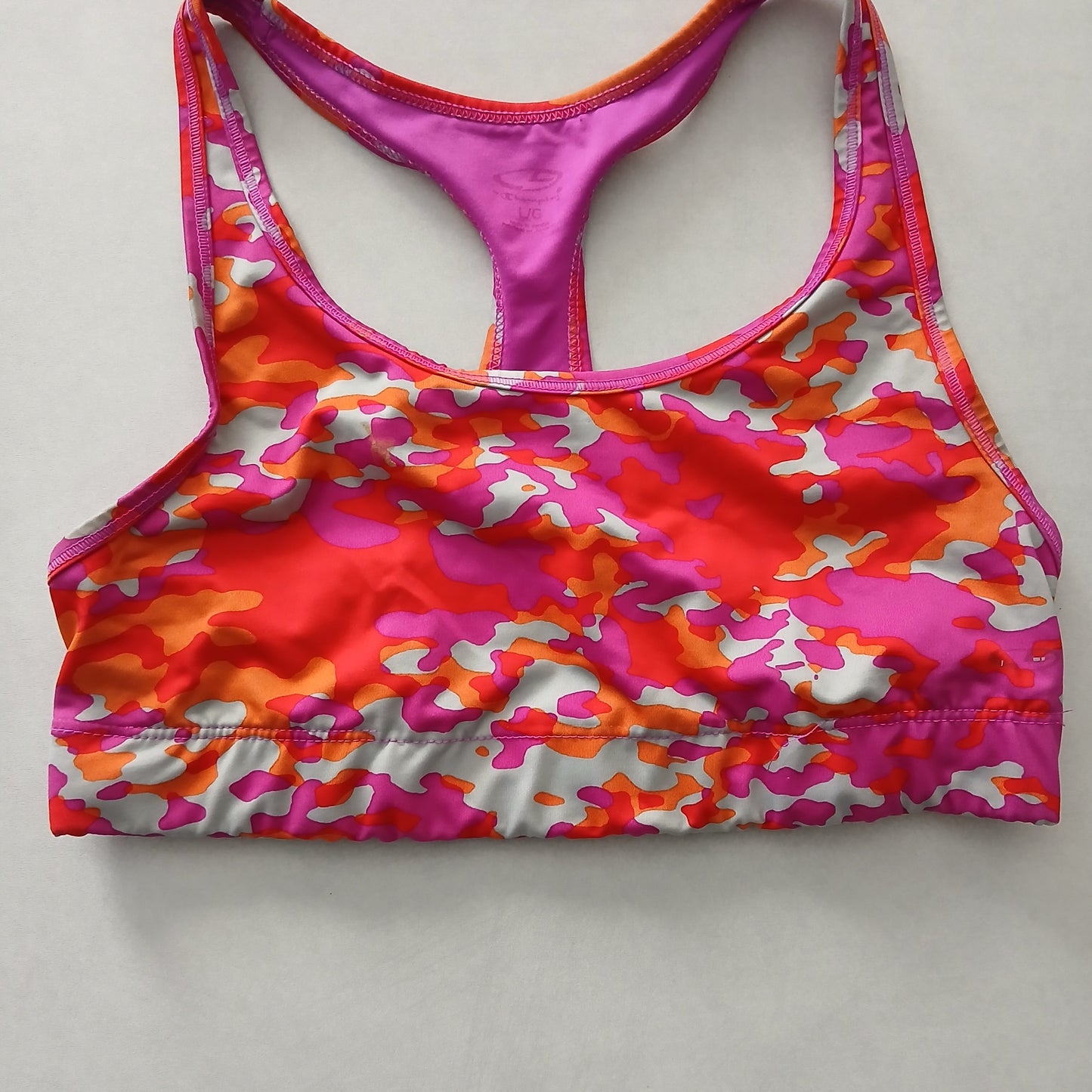 Purple Y2K VTG Sports Bra Activewear Crisscross Yoga Fitness Camo Top Large