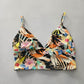 Black Y2K VTG Swim Tropical Resort Beach Grunge Goth Vacation Bikini Top Large