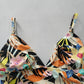 Black Y2K VTG Swim Tropical Resort Beach Grunge Goth Vacation Bikini Top Large