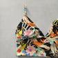 Black Y2K VTG Swim Tropical Resort Beach Grunge Goth Vacation Bikini Top Large