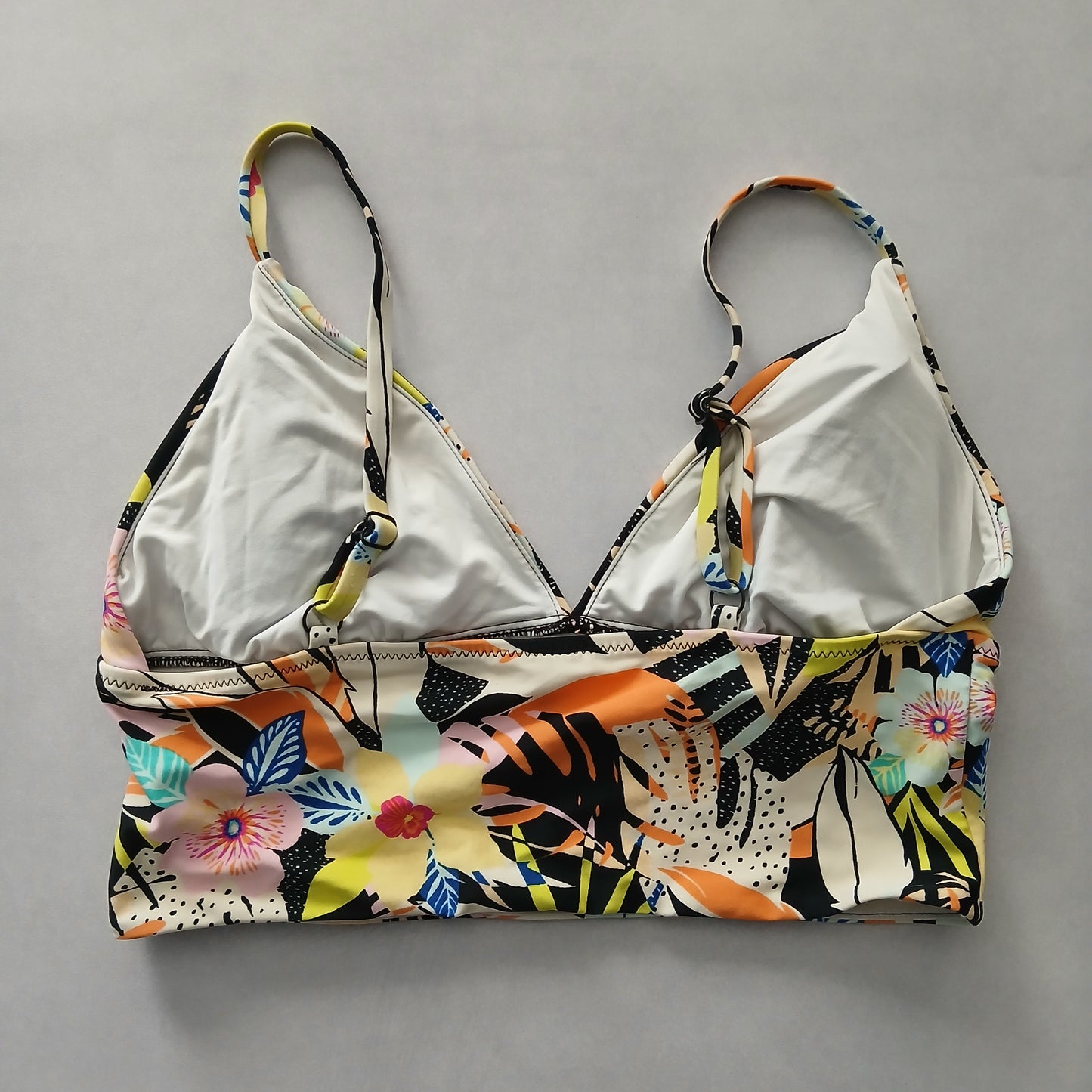 Black Y2K VTG Swim Tropical Resort Beach Grunge Goth Vacation Bikini Top Large