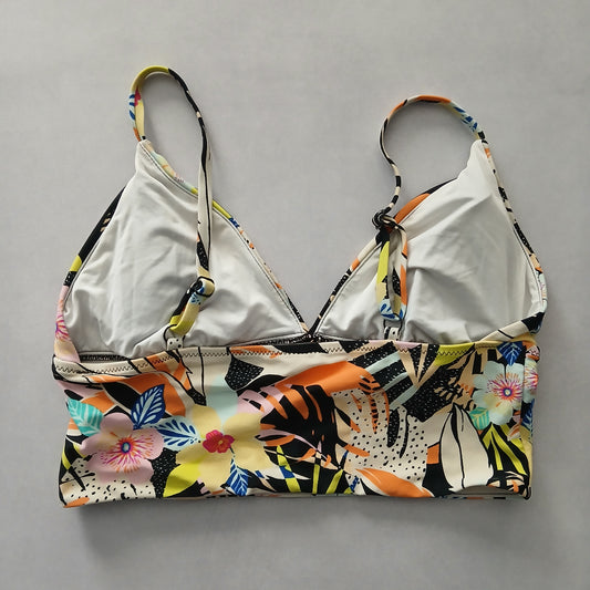 Black Y2K VTG Swim Tropical Resort Beach Grunge Goth Vacation Bikini Top Large