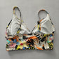 Black Y2K VTG Swim Tropical Resort Beach Grunge Goth Vacation Bikini Top Large