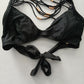 Black Y2K VTG Swim Tropical Resort Beach Grunge Goth Vacation Bikini Top Large