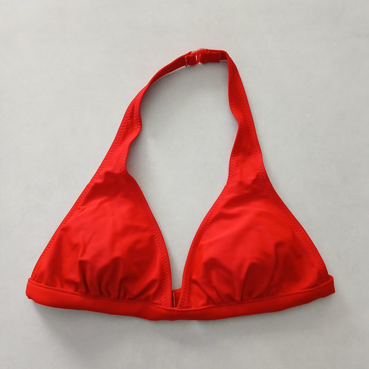 Red Y2K VTG Swim Tropical Resort Beach Grunge Goth Vacation Bikini Top Large