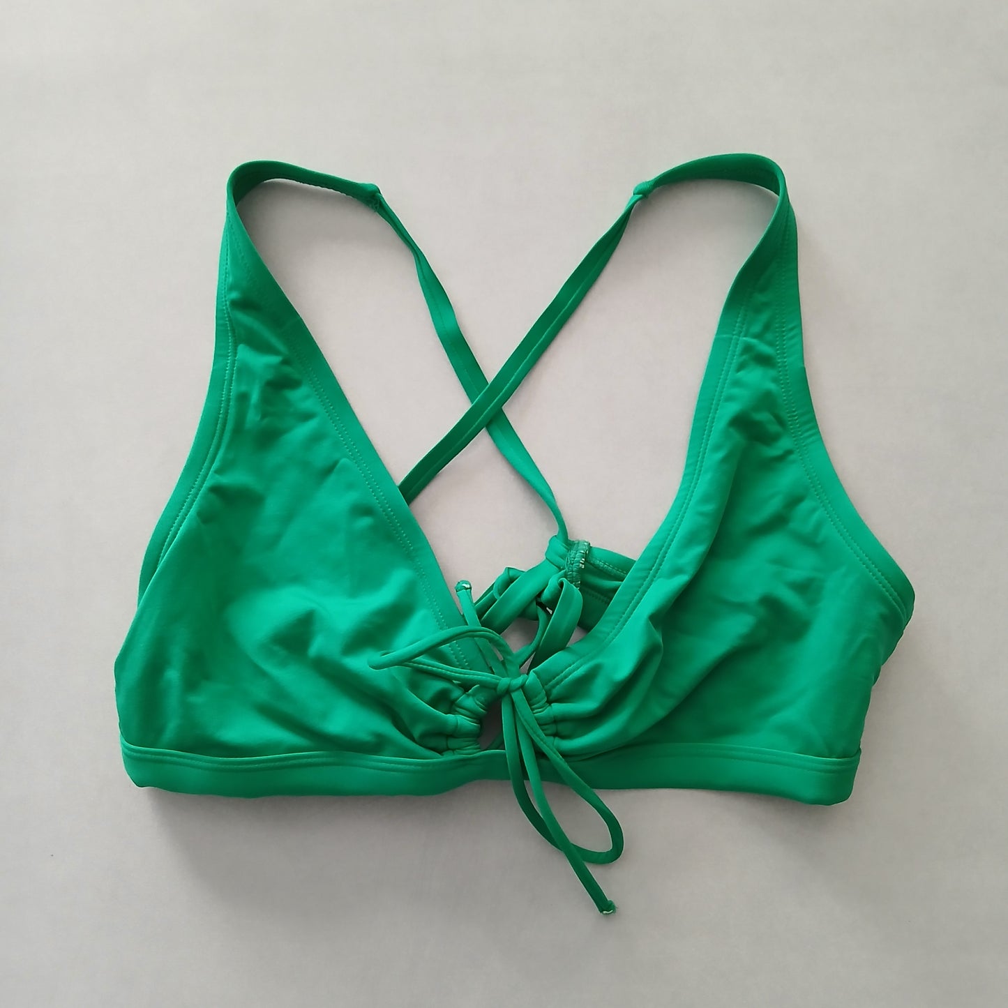 Green Y2K VTG Swim Tropical Resort Beach Grunge Goth Vacation Bikini Top Large