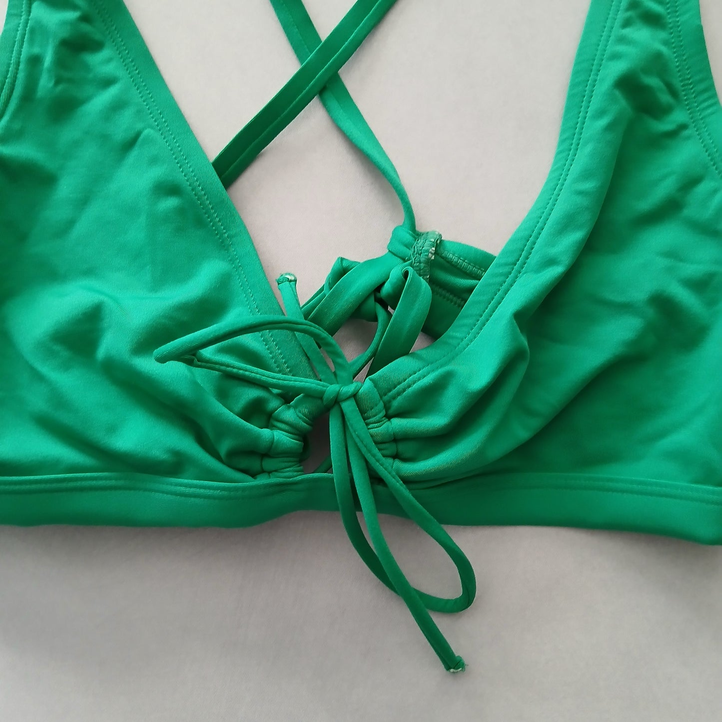 Green Y2K VTG Swim Tropical Resort Beach Grunge Goth Vacation Bikini Top Large