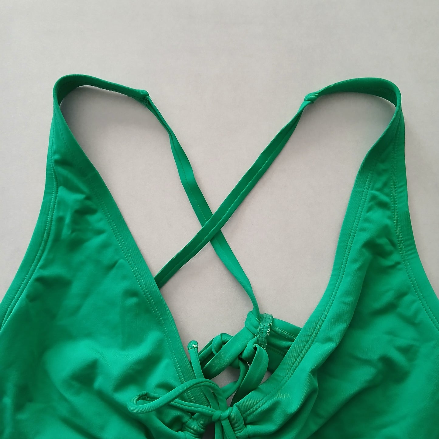 Green Y2K VTG Swim Tropical Resort Beach Grunge Goth Vacation Bikini Top Large