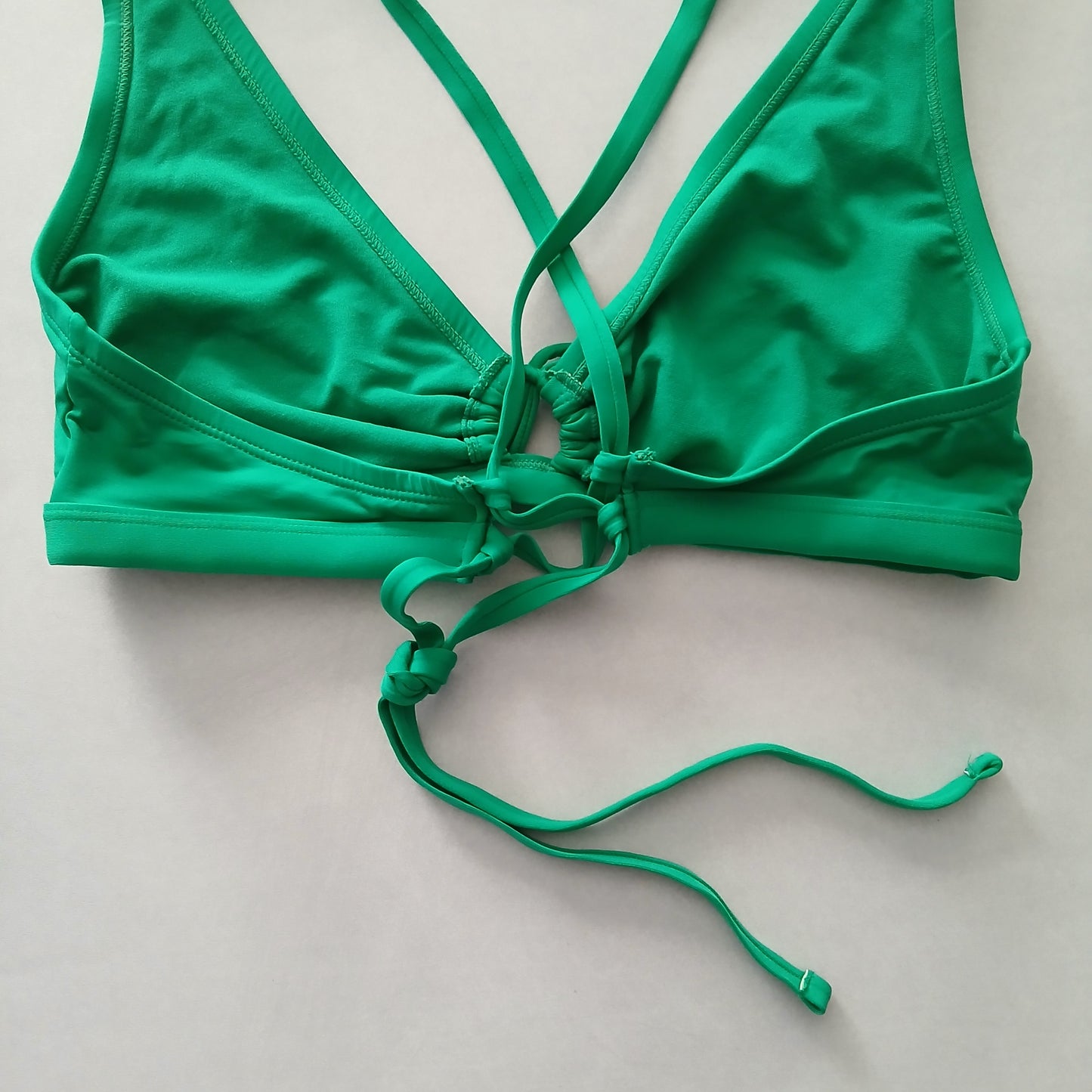 Green Y2K VTG Swim Tropical Resort Beach Grunge Goth Vacation Bikini Top Large