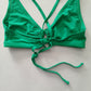 Green Y2K VTG Swim Tropical Resort Beach Grunge Goth Vacation Bikini Top Large