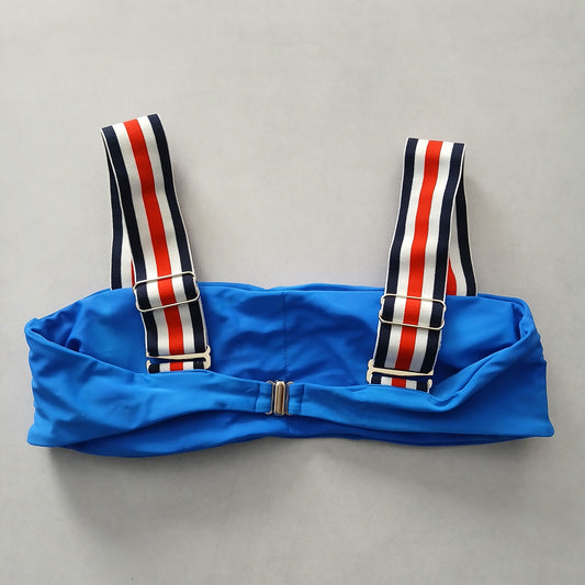 Blue Y2K VTG Swim Tropical Resort Beach Grunge Goth Vacation Bikini Top Large