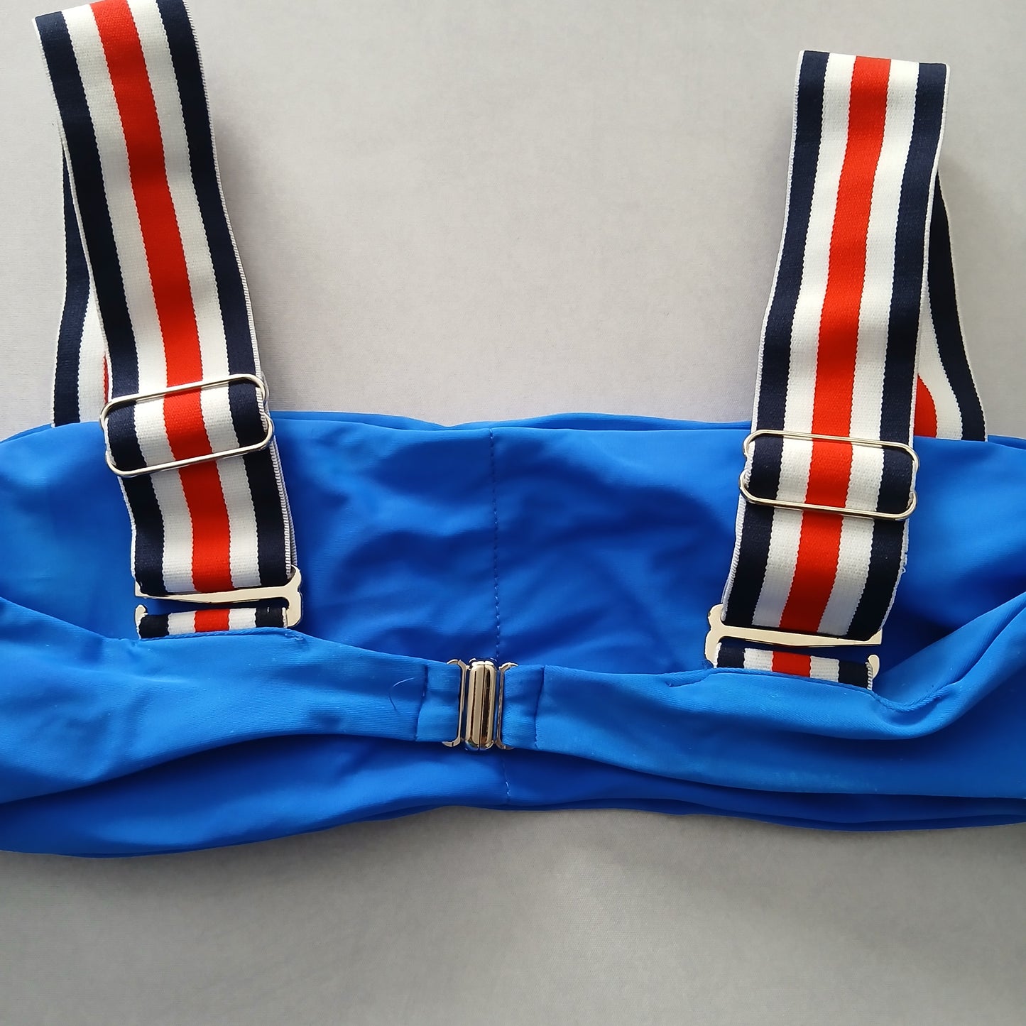 Blue Y2K VTG Swim Tropical Resort Beach Grunge Goth Vacation Bikini Top Large