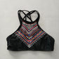 Black Y2K VTG Swim Tropical Resort Beach Grunge Goth Vacation Bikini Top Large
