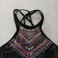 Black Y2K VTG Swim Tropical Resort Beach Grunge Goth Vacation Bikini Top Large