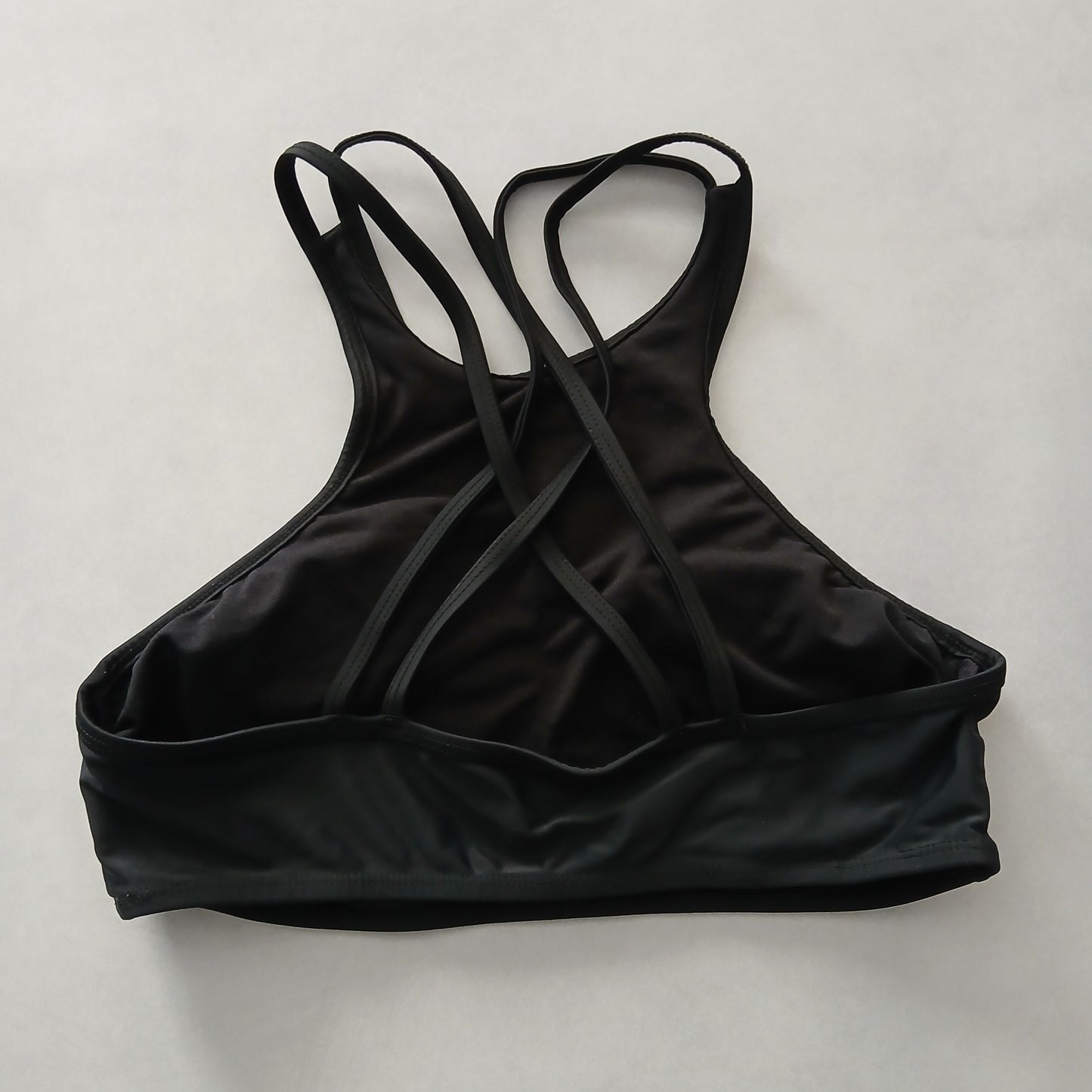 Black Y2K VTG Swim Tropical Resort Beach Grunge Goth Vacation Bikini Top Large