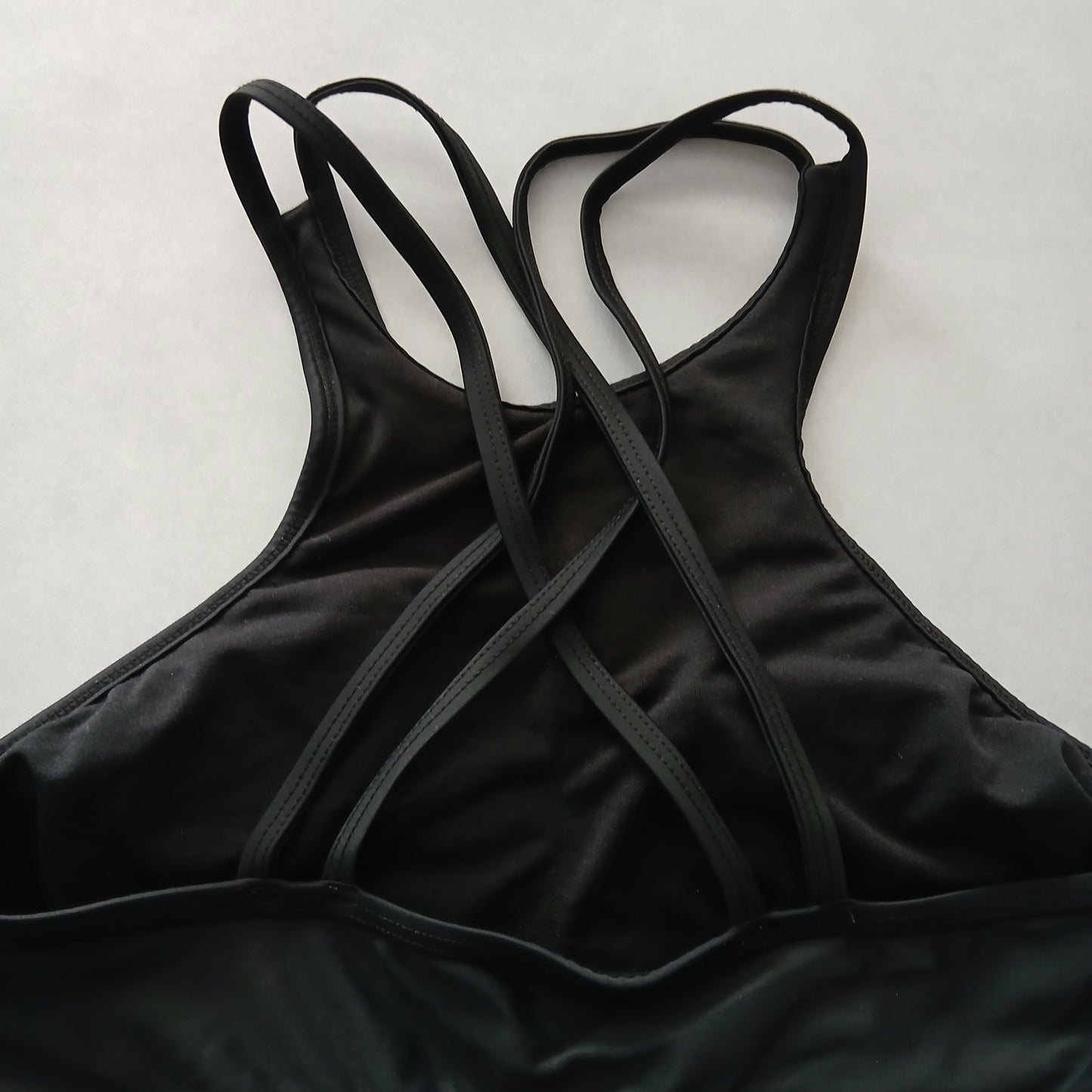 Black Y2K VTG Swim Tropical Resort Beach Grunge Goth Vacation Bikini Top Large