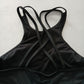 Black Y2K VTG Swim Tropical Resort Beach Grunge Goth Vacation Bikini Top Large