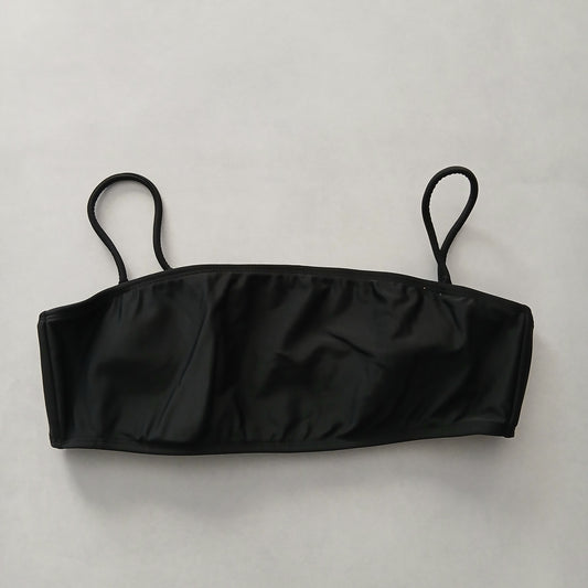 Black Y2K VTG Swim Tropical Resort Beach Grunge Goth Vacation Bikini Top Large