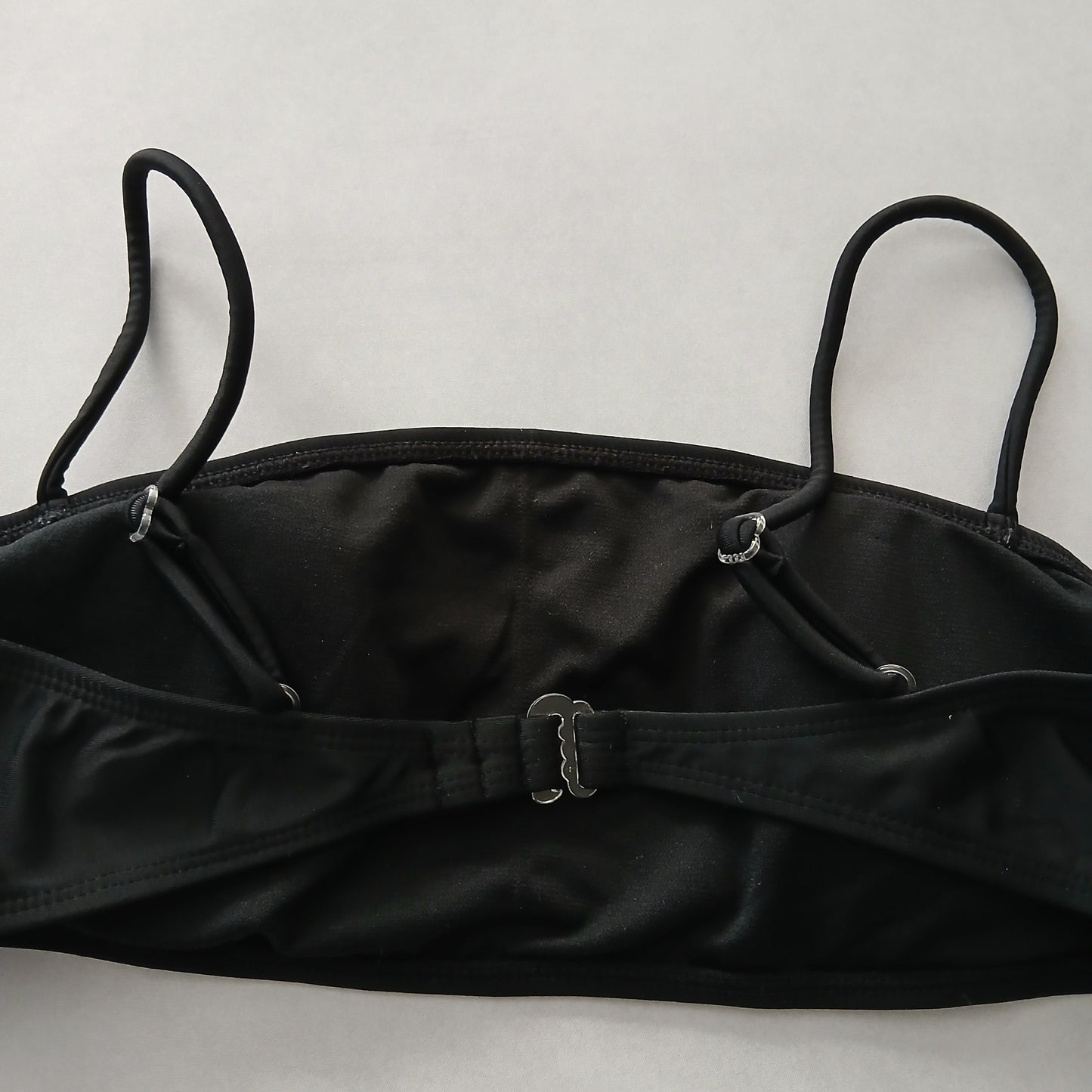 Black Y2K VTG Swim Tropical Resort Beach Grunge Goth Vacation Bikini Top Large