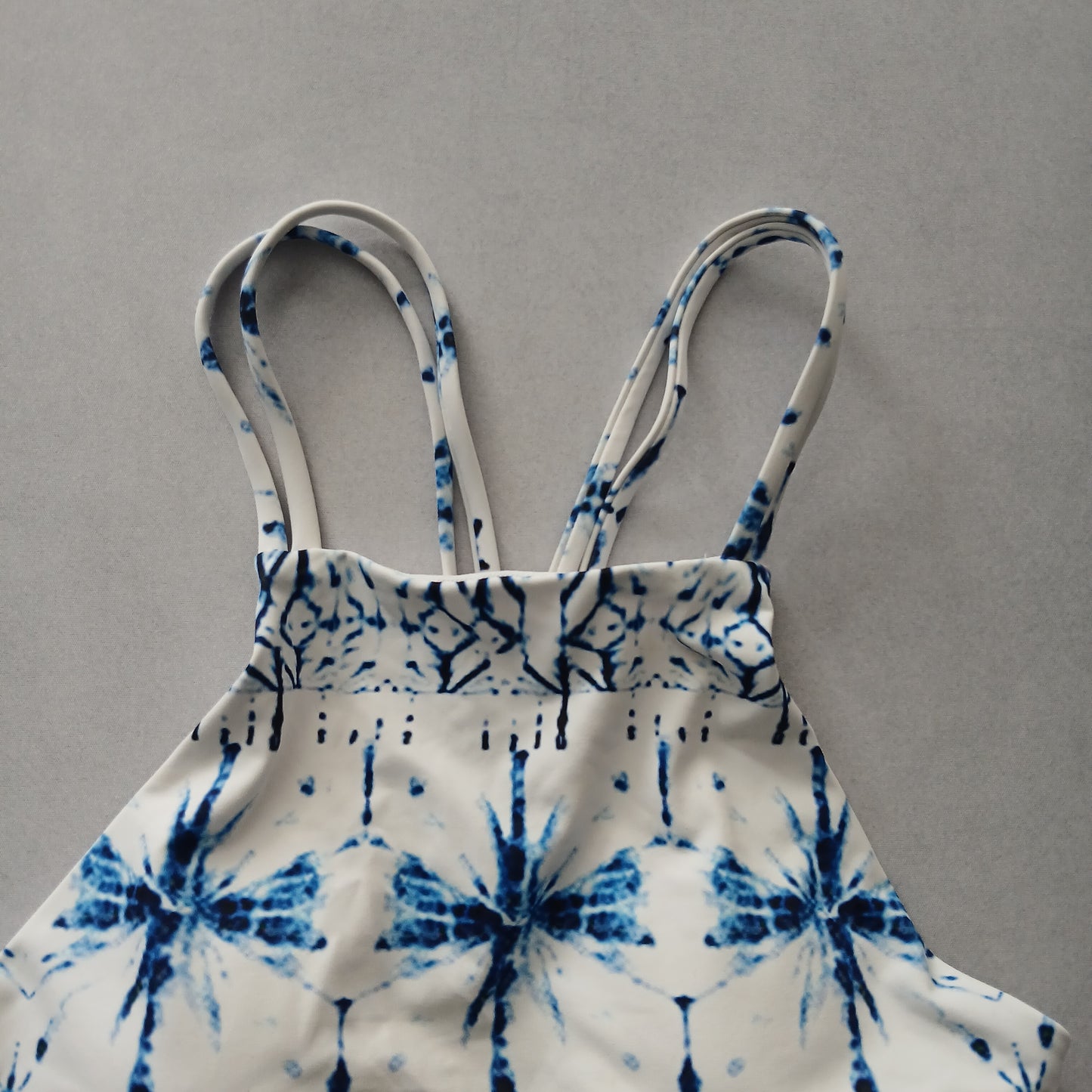 White Boho Y2K VTG Swim Tropical Resort Beach Tie Dye Vacation Bikini Top Large