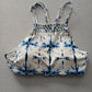 White Boho Y2K VTG Swim Tropical Resort Beach Tie Dye Vacation Bikini Top Large