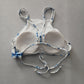 White Boho Y2K VTG Swim Tropical Resort Beach Tie Dye Vacation Bikini Top Large