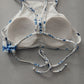 White Boho Y2K VTG Swim Tropical Resort Beach Tie Dye Vacation Bikini Top Large