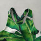 Green Boho Y2K VTG Swim Tropical Resort Beach Stripe Vacation Bikini Top Large