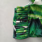 Green Boho Y2K VTG Swim Tropical Resort Beach Stripe Vacation Bikini Top Large