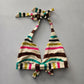 Pink Boho Y2K VTG Swim Tropical Resort Beach Stripe Vacation Bikini Top Large