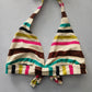 Pink Boho Y2K VTG Swim Tropical Resort Beach Stripe Vacation Bikini Top Large