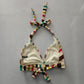 Pink Boho Y2K VTG Swim Tropical Resort Beach Stripe Vacation Bikini Top Large