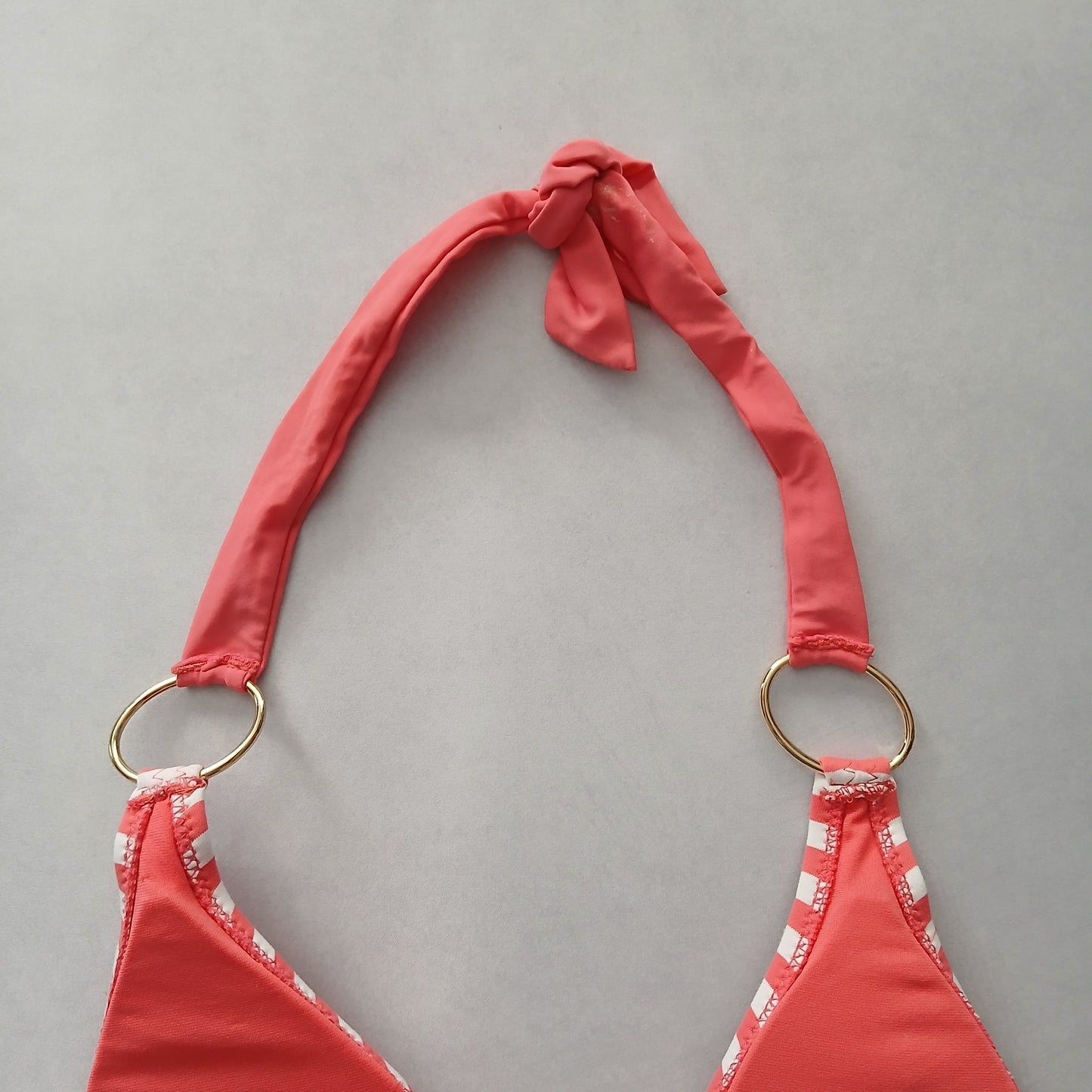 Pink Boho Y2K VTG Swim Tropical Resort Beach Stripe Vacation Bikini Top Large