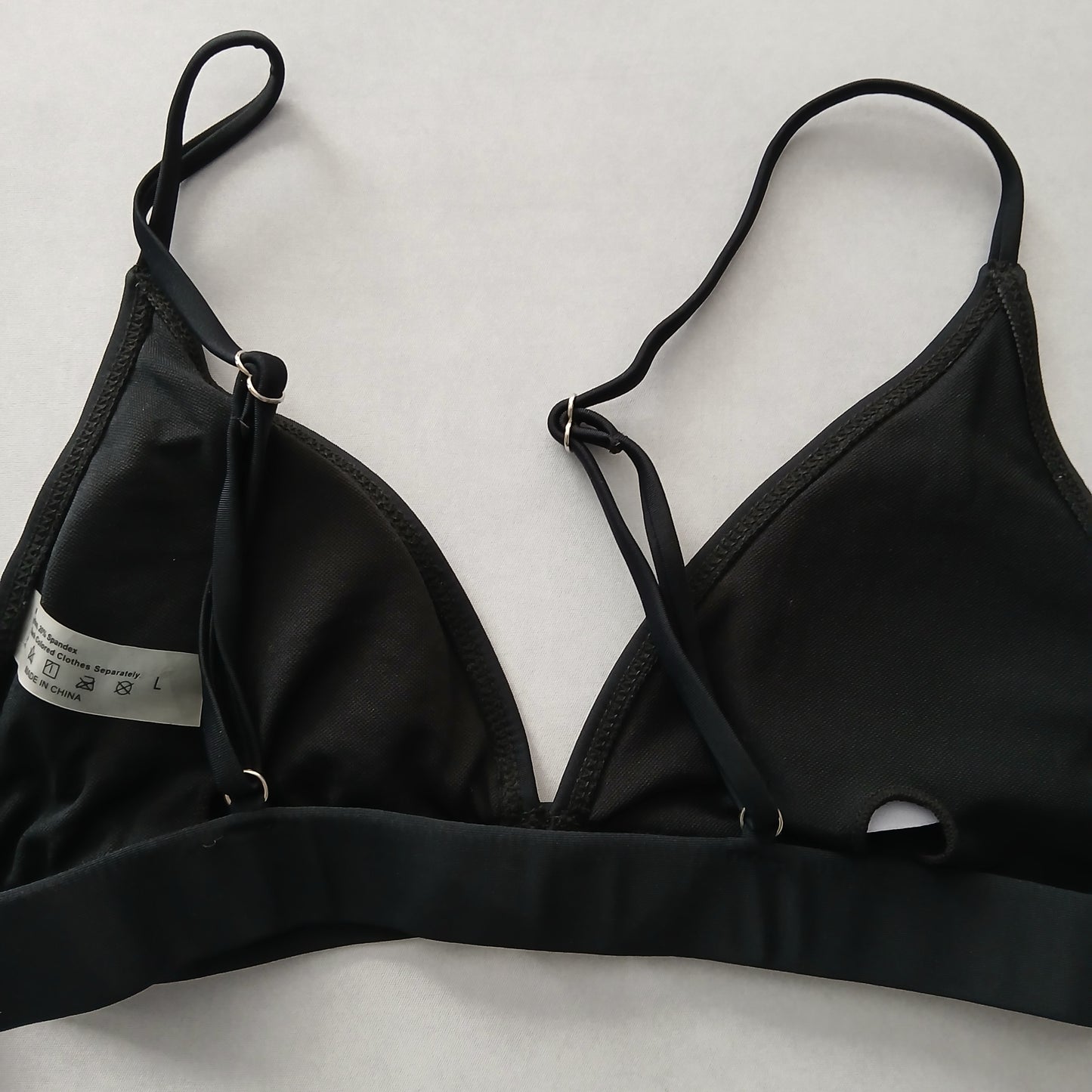 Black Boho Y2K VTG Swim Grunge Resort Beach Goth Vacation Bikini Top Large