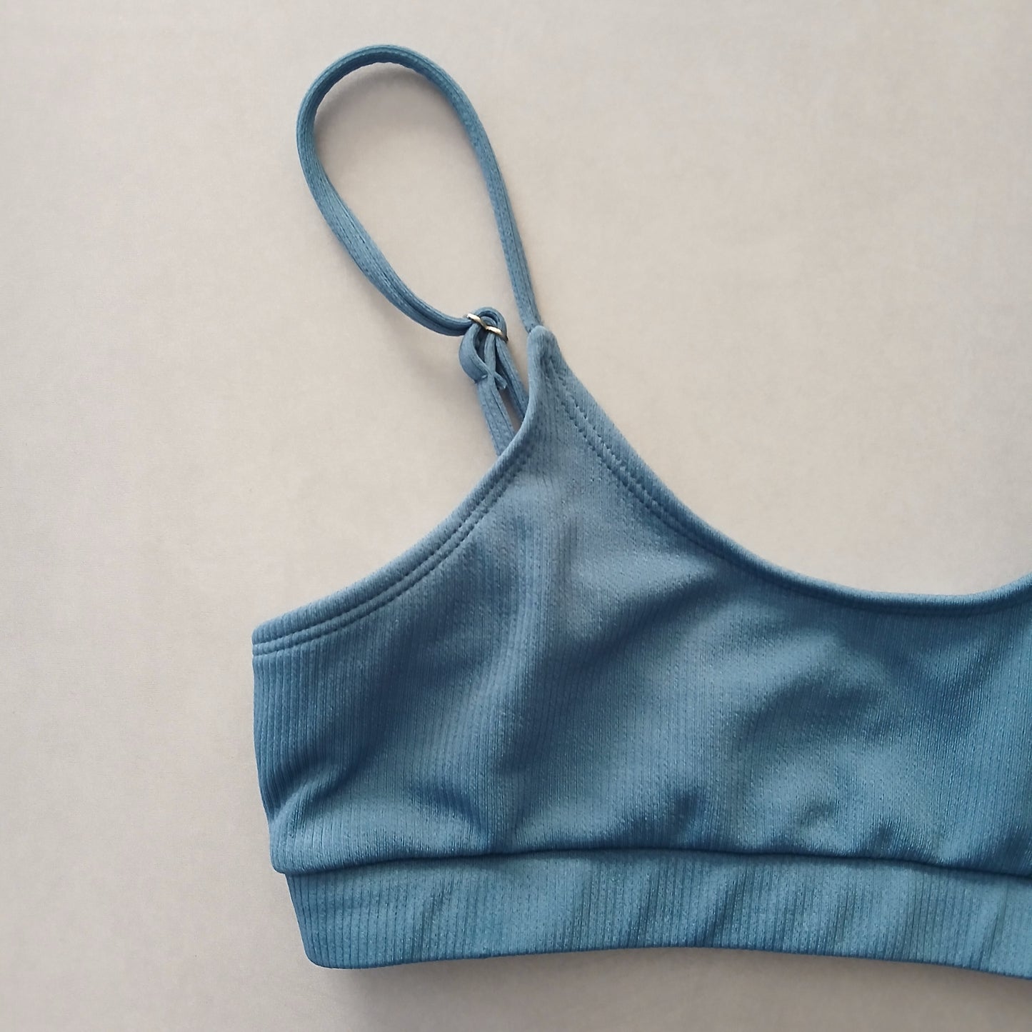 Blue Boho Y2K VTG Swim Grunge Resort Beach Goth Vacation Bikini Top Large