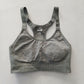 Gray Y2K VTG Sports Bra Activewear Crisscross Yoga Fitness Workout Top Large