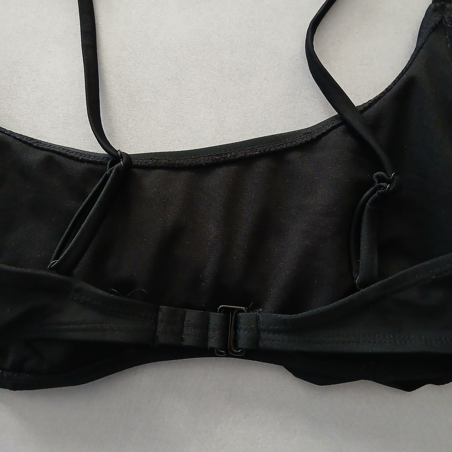 Black Boho Y2K VTG Swim Grunge Resort Beach Floral Vacation Bikini Top Large