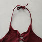 Purple Boho Y2K VTG Swim Grunge Resort Beach Floral Vacation Bikini Top Large