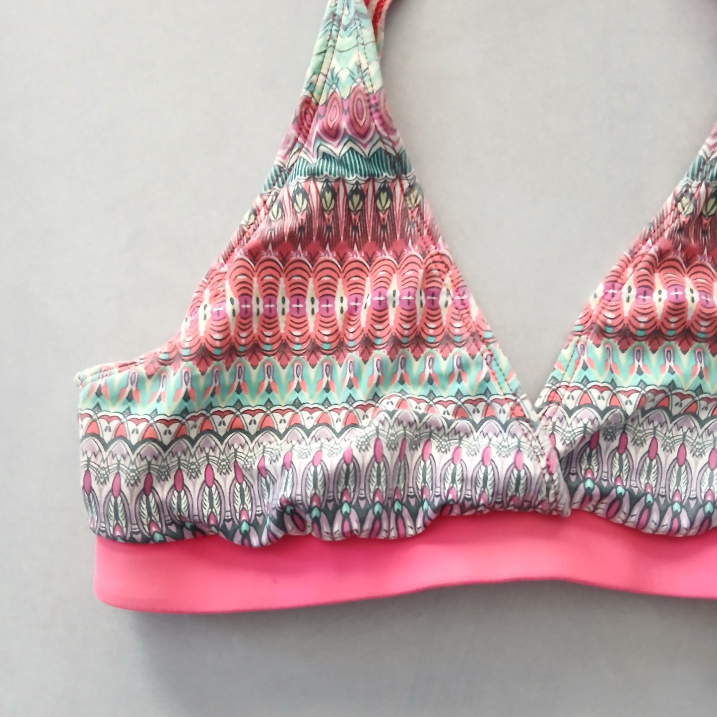 Pink Boho Y2K VTG Swimwear Tropical Resort Beach Fairy Vacation Bikini Top Large