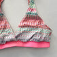 Pink Boho Y2K VTG Swimwear Tropical Resort Beach Fairy Vacation Bikini Top Large