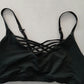Black Y2K VTG Sports Bra Grunge Goth Activewear Fairy Sports Workout Top Large