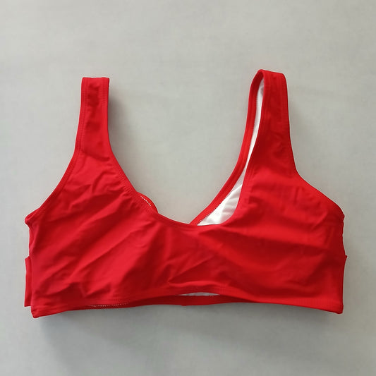 Red Boho Y2K VTG Swimwear Tropical Resort Beach Gunge Vacation Bikini Top Large