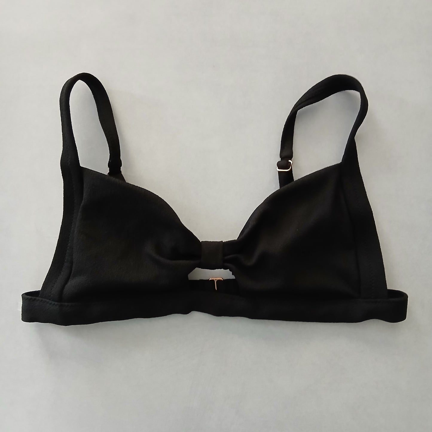 Black Boho Y2K VTG Swimwear Tropical Resort Beach Vacation Bikini Top Large