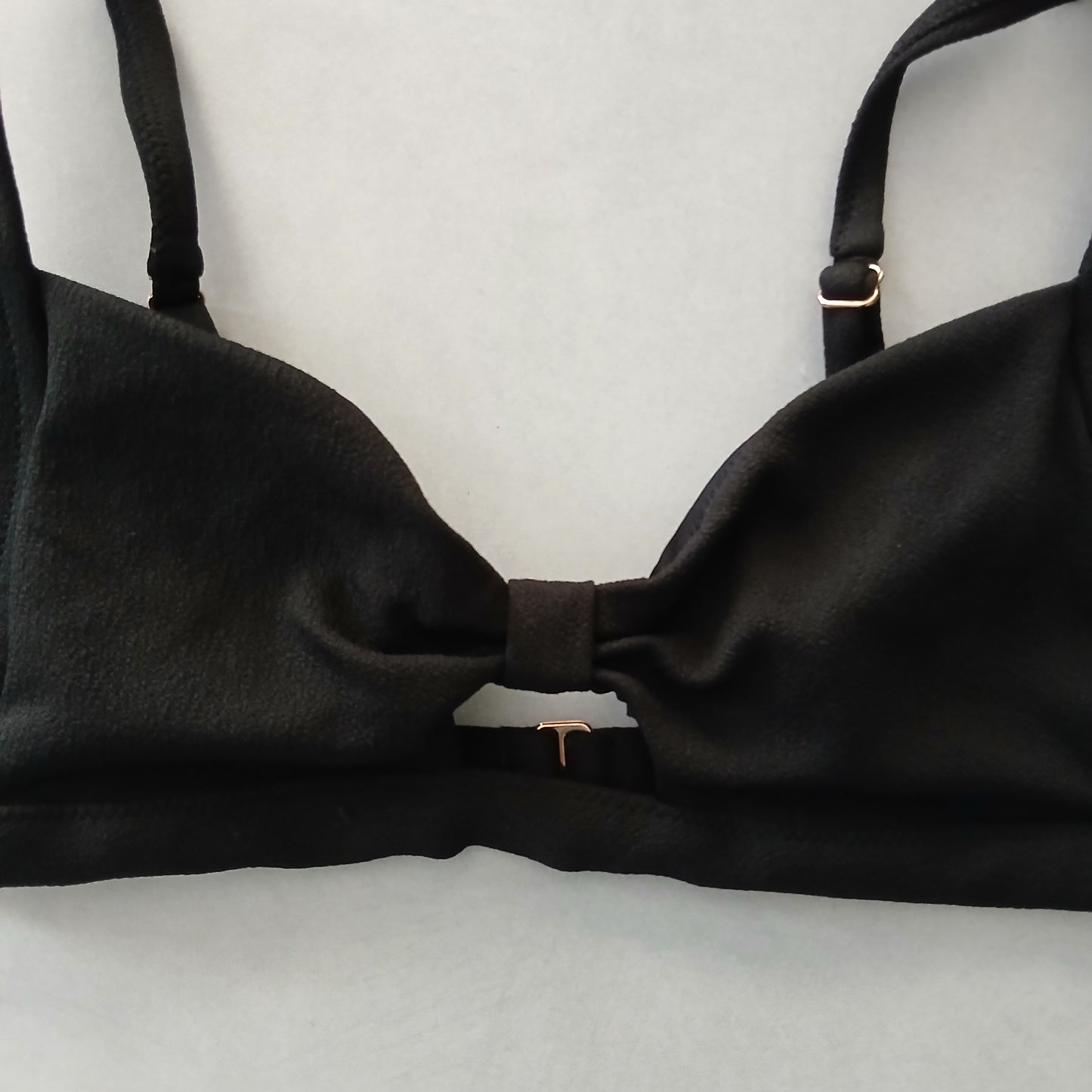 Black Boho Y2K VTG Swimwear Tropical Resort Beach Vacation Bikini Top Large
